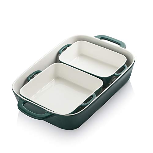 Sweejar Ceramic Bakeware Set, Rectangular Baking Dish for Cooking, Kitchen, Cake Dinner, Banquet and Daily Use, Casserole Dishes for Oven Porcelain Baking Pans (Jade)