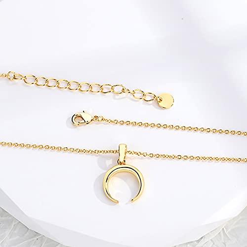 Lit Wall Crescent Moon Necklace for Women 18K Gold Plated Dainty Half Moon Necklace Gold Necklace for Women