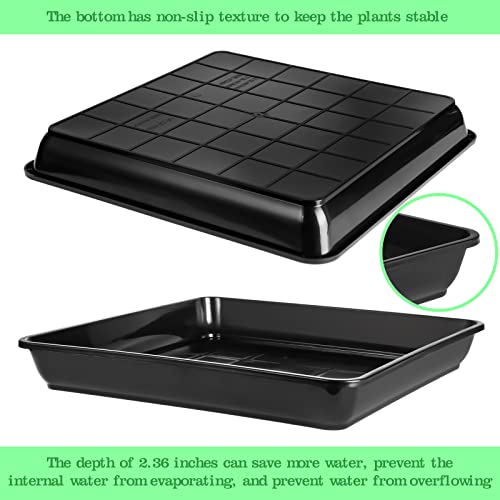 Pinkunn Large Square Plant Saucer 18 20.5 Inch Black Plastic Tray Heavy Duty Plastic Pot Plant Drip Trays Saucers for Indoors Outdoor Plant Water Dray Tray Garden Trays (3 Pcs,18 Inch)