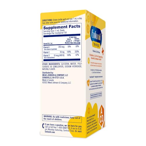 Enfamil Tri-Vi-Sol Infant Multivitamin Drops, Supports Growth & Immune Health for Babies, 50mL Bottle