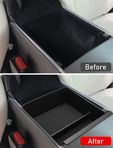 Yumzeco Compatible with 2021-2024 Tesla Model S Model X Center Console Organizer,Model X Model S X Armrest Storage Box Model X Model S Console Organizer for 2022 2023 2024 Tesla Model S X Accessories