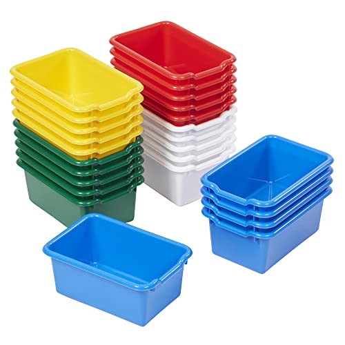 ECR4Kids Scoop Front Storage Bins, Multipurpose Organization, Turquoise, 25-Piece