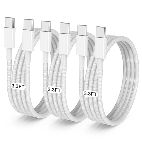 LOFPYE 3-Pack 10FT 60W USB C to USB C Cable, Type C to Type C Cable,Fast Charging Cable for iPhone 15/15Plus/15 Pro/15Pro Max，for Galaxy S24 S23, iPad Pro, MacBook Air and More