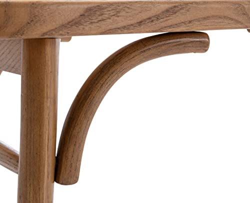 Kmax Upholstered Bench Wicker Rattan Entryway Bench Rustic Solid Wood 45 Inch for Living Room/Bedroom/Hallway
