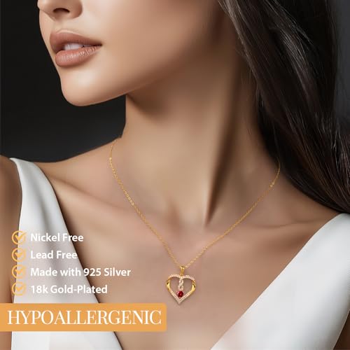 LOUISA SECRET Infinity Heart Birthstone Necklaces for Women, 925 Sterling Silver Forever Love Pendant Jewelry for Her, Ideal Gift for Wife, Girlfriend, Mom on Birthday, Anniversary, Mother's Day Gift