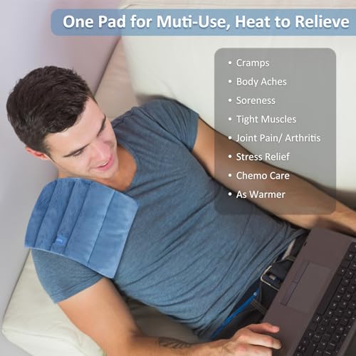 SuzziPad Microwave Heating Pad, 6.5x12” Reusable Moist Heating Pads for Cramps, Joint Pain Relief, Sore Muscle, Heat Pad for Shoulder, Knee, Abdominal and Back (Blue)