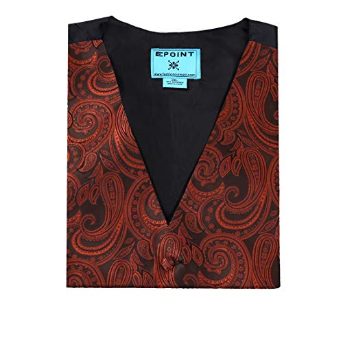 Epoint EGC1B01E-M Black Orange Paisley Mens Jewelry Waistcoat Woven Microfiber Working Day Dad Medium Vest