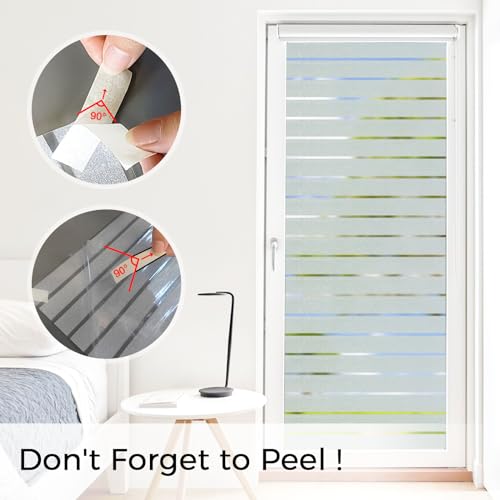 Coavas Window Privacy Film Frosted Glass Window Film Heat Blocking Window Cling Decorative Frosting Film Static Cling Vinyl Door Window Coverings Home Window Tint Blinds, 35.4 x 393.7 inch, Pure