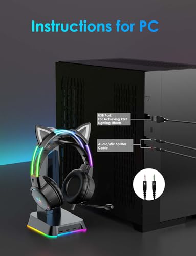 ONITOON Lightweight Gaming Headsets, Gradient RGB Light, Wired Over- Ear Headphones for PC/PS4/PS5/XBOX/Switch, Virtual Surround Sound & Noise Cancelling Mic, Auto-Adjust Headband