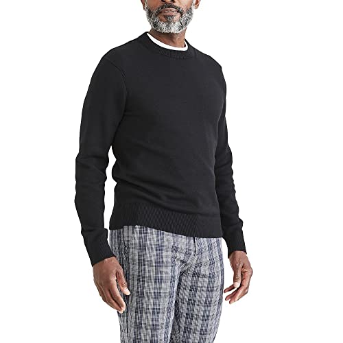 Dockers Men's Regular Fit Long Sleeve Crewneck Sweater, Beautiful Black, Medium