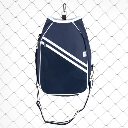 Queen of the Court Pickleball Paddle Bag Crossbody style for Women (Navy/Green)