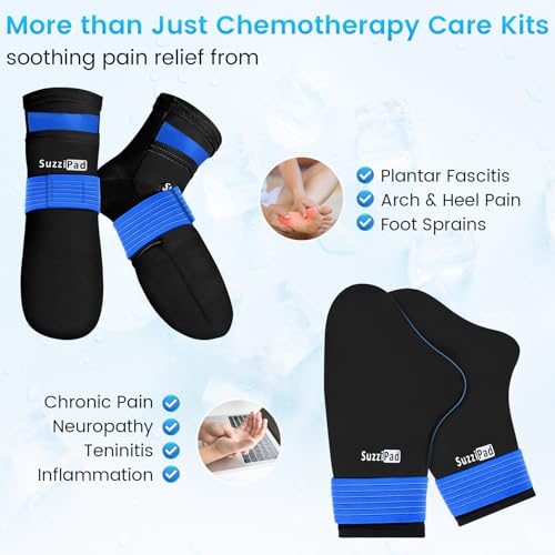 SuzziPad Cold Therapy Socks & Hand Ice Pack, Cold Gloves for Chemotherapy Neuropathy, Chemo Care Package for Women and Men, Ideal for Plantar Fasciitis, S/M, Purple