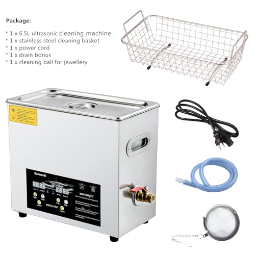 Kaimashi Ultrasonic Cleaner 6.5L with Digital Timer and Heater, Stainless Steel Ultrasonic Cleaning Machine for Carburetor Parts Cleaning