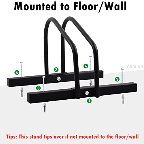 WALMANN Bike Floor Stand, Bike Parking Rack for 1 Bike Garage Bike Storage Stand Indoor/Outdoor 22-28" Wheel Stand, Max. Tire Width 2.15"