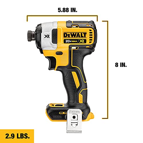 DEWALT 20V MAX XR Impact Driver, Brushless, 3-Speed, 1/4-Inch, Tool Only (DCF887B)