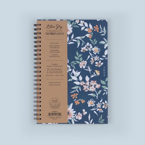 Blue Sky Sustainability 2024 Weekly and Monthly Planner, January - December, 5" x 8", Reinforced Paper Cover, Wirebound, Effie (138329-24)