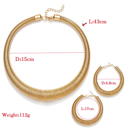 Barode African Choker Necklaces Chunky Bib Statement Necklace Choker Tribal Necklace Costume Jewelry Set for Women(Gold)