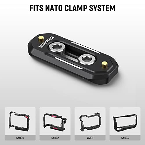 NEEWER 2"/48mm Mini NATO Rail, Anti Off Quick Release NATO Rail with 1/4" Screws and Safety Pins for NATO Handle, Camera Cage & Field Monitor, Compatible with SmallRig Cage, UA003