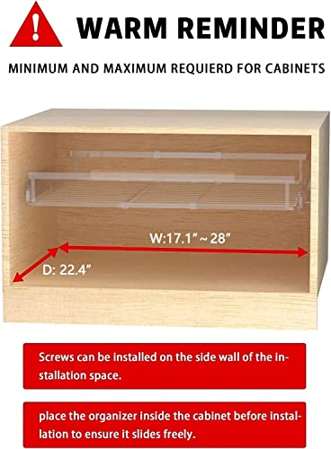 GEDLIRE Expandable Pull Out Cabinet Organizer, Heavy Duty Slide Out Pantry Storage Shelves, Sliding Drawer Organizer Rack for Kitchen Cabinets, Under Sink, Home, 17.1"-28" W x 22.4" D