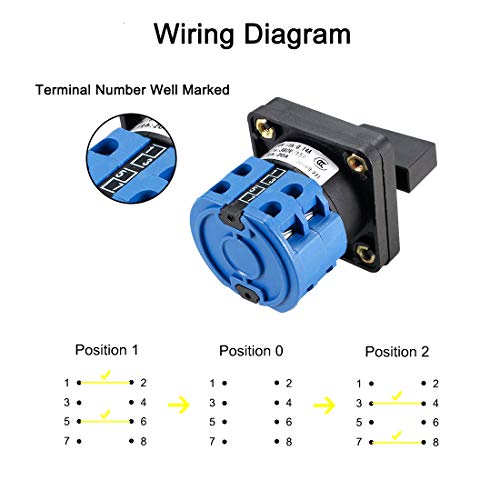 VictorsHome Changeover Switch LW28-20 3 Positions 8 Terminals Universal Rotary Cam Selector Latching Switches 550V 20A