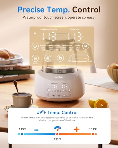 Bottle Warmer Comfyer, Tea Kettle Electric with 6 Temperature Control Presets, Baby Bottle Warmer with Night Light, Instantly Water Warmer, Feed Baby More Easier and Healthier