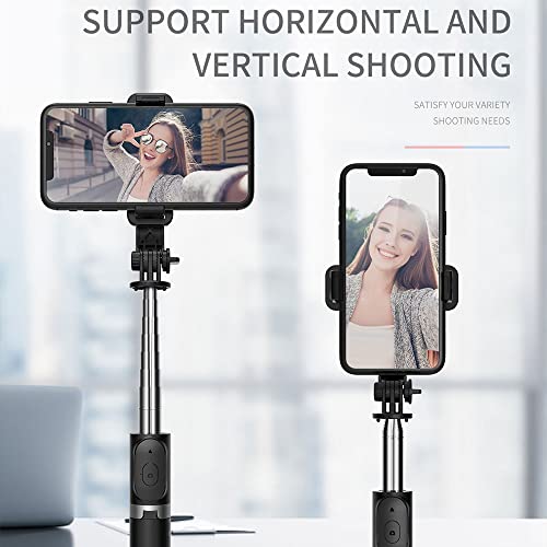 KOMI Selfie Stick Tripod,Stable Tripod Stand with Detachable Wireless Remote,Compatible with iPhone 15 Pro Max/15 Plus/14/13,GoPro, Samsung,LG,Google Smartphones(Black)