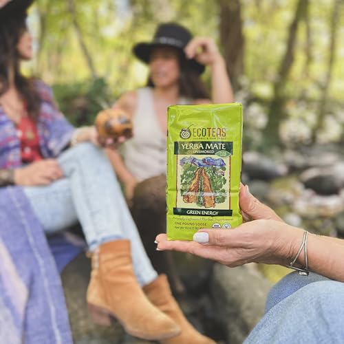 ECOTEAS Organic Yerba Mate Loose Leaf Tea – Natural Energy & Detox Herbal Tea – Caffeine Alternative - Kosher, Non-GMO, Gluten-Free - Unsmoked Pure Leaf from Argentina, 1 lb (Pack of 1)
