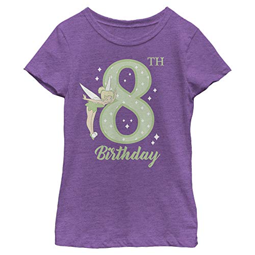 Disney Tinker Bell Tink 8th Birthday Girl's Heather Crew Tee, Purple Berry, X-Small