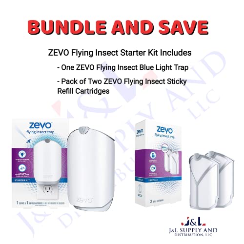 Zevo Flying Insect Trap, Fly Trap + Refill Cartridge Pack (1 Plug-in Base + 3 Total Refill Cartridges)