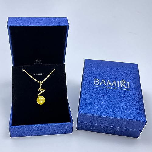 BAMIKI Pearl Pendant Necklace for Women, Handpicked Genuine Saltwater Cultured Pearls, Sterling Silver Teardrop Pendant Necklace Chain 18+2 Inch, Pearl Jewelry Gifts (11-11.5mm White Pearl