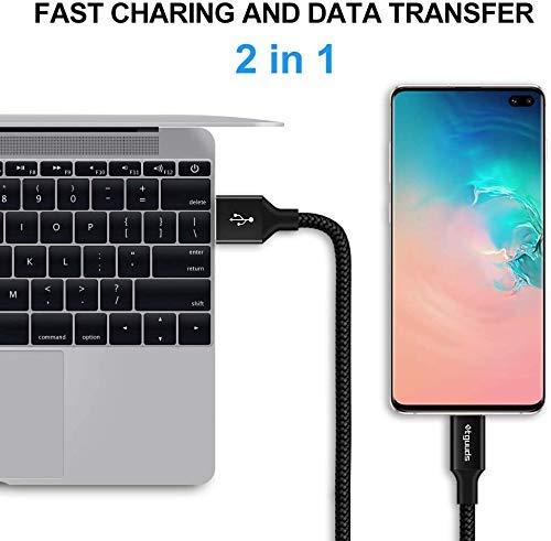 [4ft, 2-Pack] USB C Cable 3A Fast Charging, etguuds USB A to Type C Charger Cable Braided for Samsung Galaxy S22 S21 S20 S10 S9 S10E, A10e A11 A13 A03s A32 A50 A51 A52 A53 A71, Note 20 10 9, Moto G G9