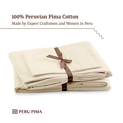 Peru Pima - 600 Thread Count Sateen - 100% Peruvian Pima Cotton - Twin Bed Sheet Set, Ivory