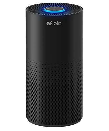 Afloia Air Purifiers for Home Large Room Up to 1076 Ft², 3-Stage Filter Air Purifiers for Bedroom 22 dB, Air Purifiers for Pets Dust Dander Mold Pollen Odor Smoke, Kilo Black, 7 Colors Light