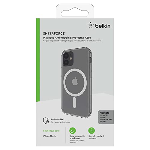 Belkin SheerForce MagSafe Compatible Phone Case for iPhone 15 Pro with Treated Coating, Cover with Built-in Magnets, Clear iPhone 15 Pro Case with Raised Edge Bumper for Screen & Camera Protection