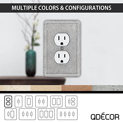 Questech Outlet Cover, Single Duplex Wall Plate 1-Gang Switch Plate Standard Size Electrical Outlet Receptacle Cover, Decorative Tumbled Texture, Gray, 3 Pack