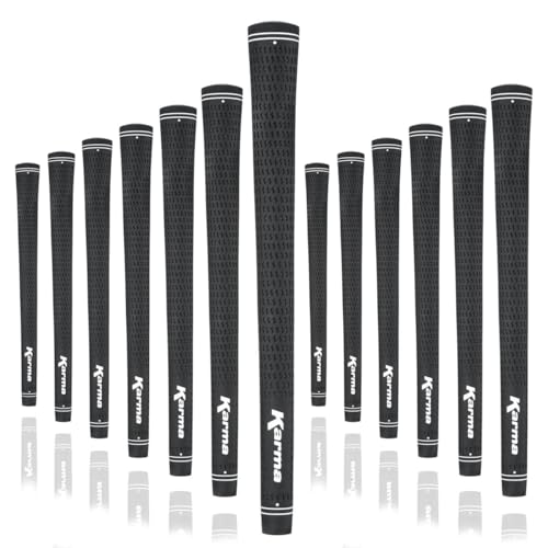 Karma Velour Black Standard Ribbed Reminder Golf Grips for Men (9 Pack)