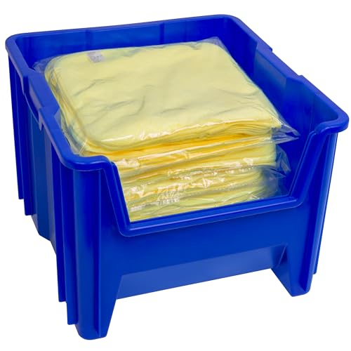 Akro-Mils 13018 Stak-N-Store Heavy Duty Stackable Open Front Plastic Storage Container Bin, (17-1/2-Inch x 16-1/2-Inch x 12-1/2-Inch), Blue, (2-Pack)