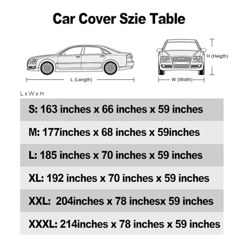 brotsun Car Cover, car Cover Waterproof All Weather, Car Covers for Automobiles, Outdoor Full Cover, dust Prevention, Ultraviolet-Proof, Frost and Snow Prevention, Universal (163 * 66 Inches)