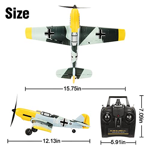 Remote Control Airplane BF109, 4 Channel RC Plane with 6-Axis Gyro, WW2 Warbird Aerobatic Park Flyer Gift for Adults & Kids