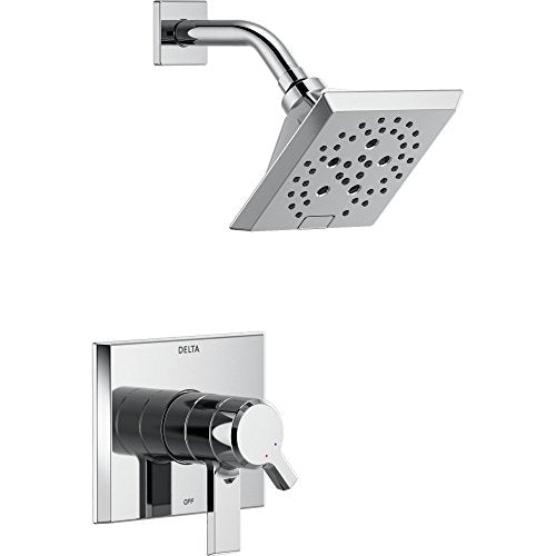 Delta Faucet Pivotal 17 Series Dual-Function Shower Faucet, Shower Trim Kit, 5-Spray H2Okinetic Shower Head, Matte Black T17299-BL (Valve Not Included), Without Rough