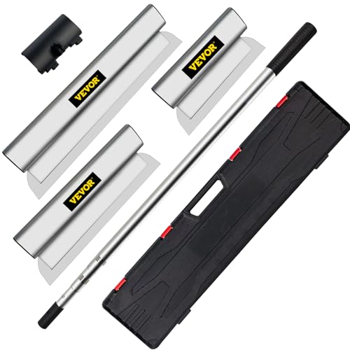 VEVOR Drywall Skimming Blade Set, 7/10/14/16/24 in Skimming Blades + 34-81.6 in Extension Handle Pole, Stainless Steel Knife Professional Skim Coat Tools, for Gyprock/WallBoard/Plasterboard