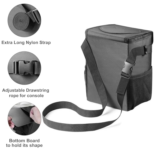 Ryhpez Car Trash Can with Lid - Car Trash Bag Hanging with Storage Pockets, Leakproof Collapsible Garbage Can with Solid Structure Support (Upgraded Version)