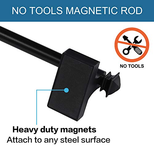 H.VERSAILTEX 2 PACK Magnetic Curtain Rods for Metal Doors Multi-Use Rods for Small Windows Cafe Sidelight and Iron Steel Places, Tool Free with Square Finials (Adjust from 9 to 16 Inch, Black)