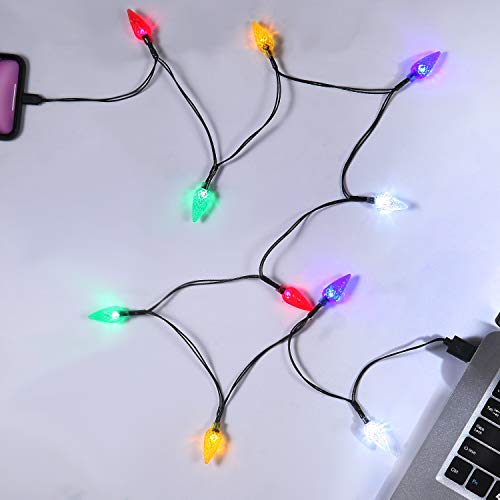 LED Christmas Light Phone Charger Cord USB Charging Cable Gift for Phone 14/13/12/11 Pro/XS/XS Max/XR/X/8 Plus/ 8/7 Plus/7s Plus/6s/6/5s/5c/5Pad with 10 Lights Christmas Decorations (Black)