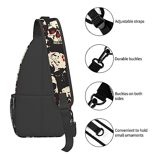 VOOHDDY Blood Skull Horror Sling Bag For Men Women Travel Hiking Backpack Crossbody Shoulder Chest Bags Casual Daypack Sport