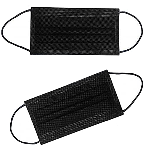 NNPCBT Black Disposable Face Masks 50PCS 3 Ply