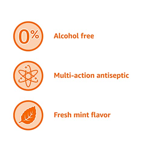 Amazon Basics Multi Action Antiseptic Rinse, Alcohol Free, Fresh Mint, 1 Liter, 33.80 Fl Oz (Pack of 4) (Previously Solimo)