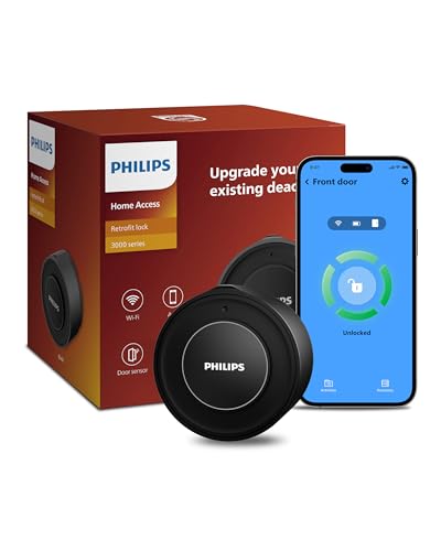 Philips Wi-Fi Smart Lock, Turn Your Existing Deadbolt into a Smart Door Lock, Built-in WiFi, APP Remote Control, Keyless Entry Door Lock, Auto-Lock, Lock Status Logging, Multiple Alarm, Matte Black