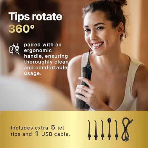 Oralfree Water Dental flosser Teeth Pick - Braces Cordless Oral Irrigator Portable Rechargeable Travel Irrigation Cleaner IPX7 Waterproof Electric Professional Flossing Teeth Cleaning for Home