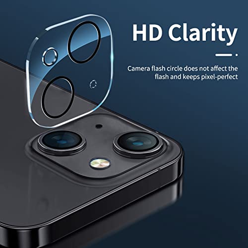 NEW'C 4 Pack, 2 Pack Screen Protector for iPhone 14 [6.1 inch] + 2 Pack Camera Lens Protector, Sensor Protection,Case Friendly Tempered Glass Film